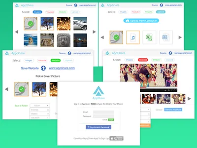 Appshare Website Popup appshare flat folder image popup share ui upload ux website youtube