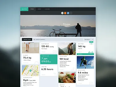 Quantified Dashboard - Fitness app application dashboard fitness flat ui user interface ux web web design website