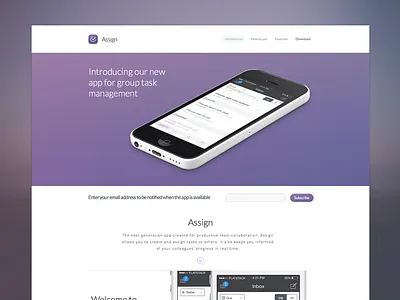 Assign - iOS Marketing Site clean flat ios ios marketing site iphone landing site ui design ux web web design