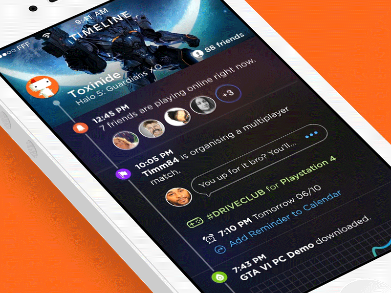 Social games [gif] clean color flat games gif ios social ui