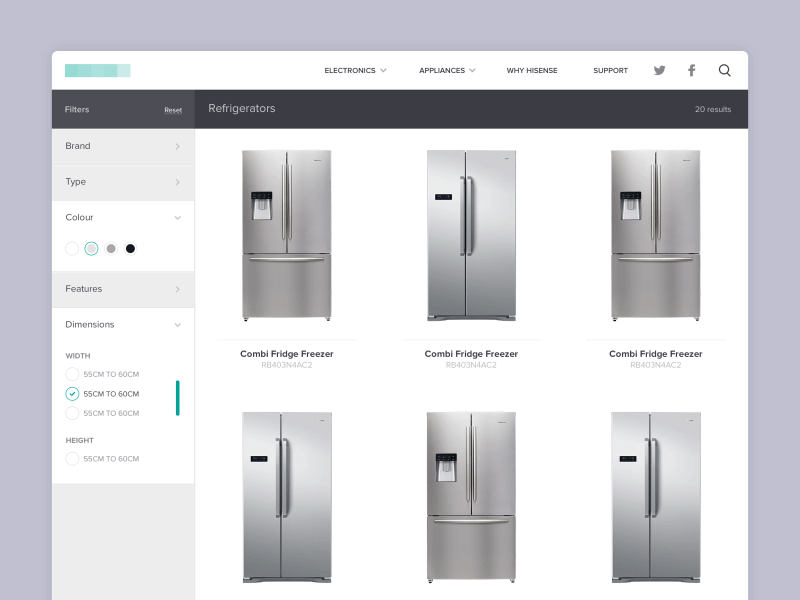 Category Page Animation animation carousel filter flat gallery modal product