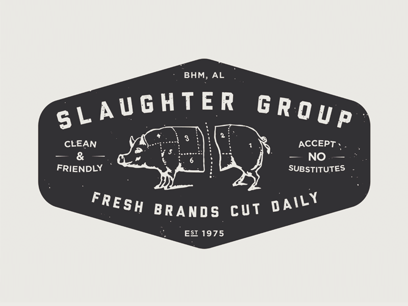 Retro Piggie bacon cut here pig pork slaughter vintage yum