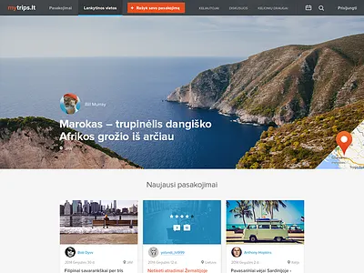 mytrips.lt v2 clean flat minimal travel trips ui web design