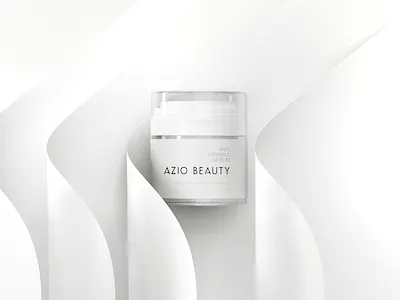 PRODUCT VISUALISATIONS AZIO BEAUTY 3d art direction azio branding color design graphic design illustration logo minimal product visualisation serum texture white