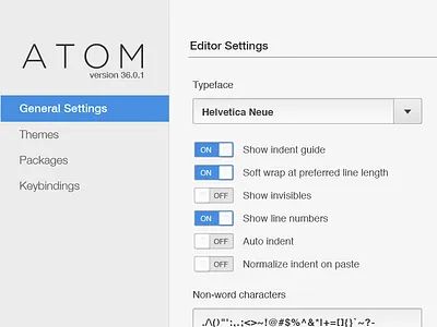 Atom.io Beta Settings atom.io beta css sliders