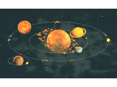 Planets 3d lowpoly milky way orbit planet render rocks solar system space