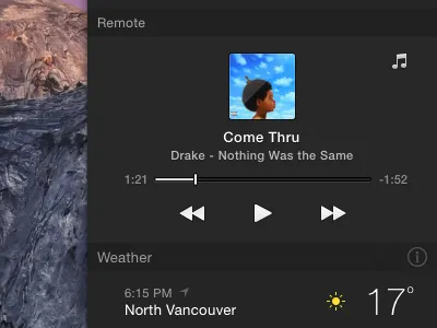 Remote - OS X 10.10 Yosemite Widget extension itunes notification center os x os x 10.10 spotify today widget widget yosemite