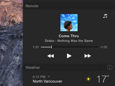 Remote - OS X 10.10 Yosemite Widget extension itunes notification center os x os x 10.10 spotify today widget widget yosemite