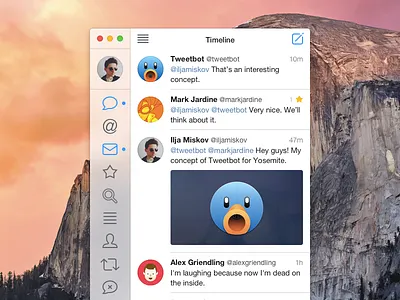 Tweetbot 2 (Yosemite) blue blur flat interface mac os x tweetbot twitter ui white yosemite