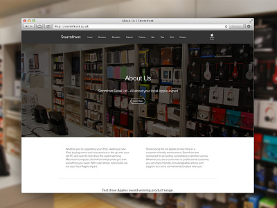 About about us apple proxima nova reseller retail web design website