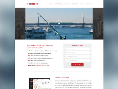 B2B CRM Landing Page b2b crm flat landing page realestate red webdesign website