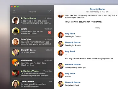 Telegram Yosemite flat interface mac os x messenger os x telegram ui yosemite