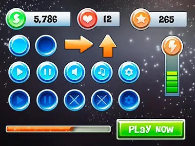 Ui kit for a mobile game android arrow button game icon ios kit loader ui