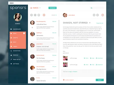 Sponsrs Email clean email flat icons inbox ui ux web