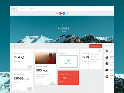 Quantified Dashboard New clean dashboard design fitness flat interface design sport ui user interface ux web design