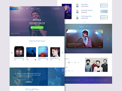 POLIÇA artist clean homepage music polica simple site tickets ui video web website