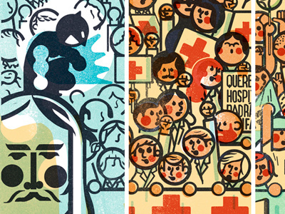 Brazil Protesters children color editorial geometry handmade illustration monocle texture