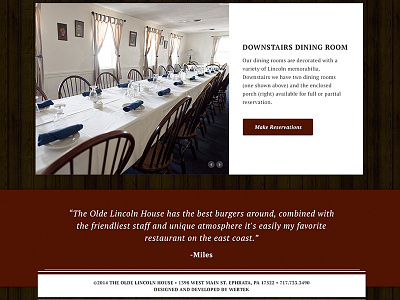 Dining Room restaurant tavern ux web design website