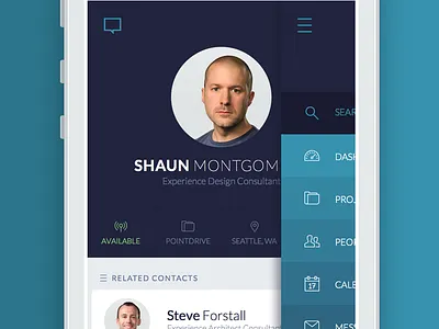 Dashboard + Menu dashboard flat icon menu profile responsive search status typography ui ux