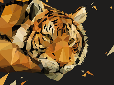 lowpoly tigerrrrrr... geometric lowpoly poly polygon tiger triangle