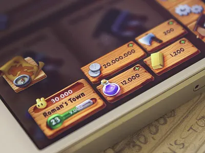 Game GUI buttons compass game gold gui ios map medieval potion ui wood