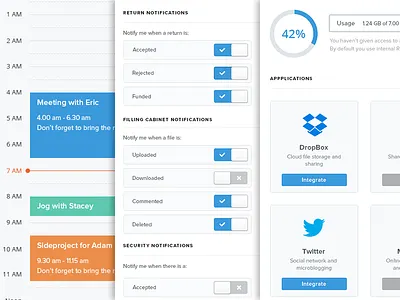RushTax Settings & Modal buditanrim calendar clean dashboard minimal modal switch ui ux web website widget