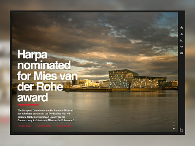 Arkitekt architect design front page fullscreen helvetica iceland icons meta serif red scandinavia web design