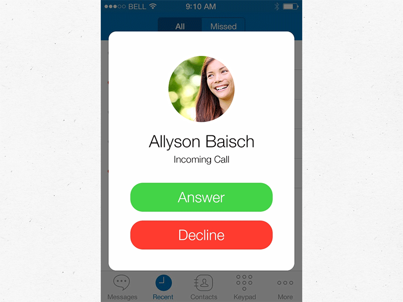 Incoming Call animation app call chat ios7 iphone messaging mobile profile ui ux voip