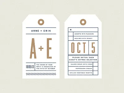 Anne + Erik Wedding - RSVP Card plane tag rsvp stamp tag ticket travel travel tag wedding