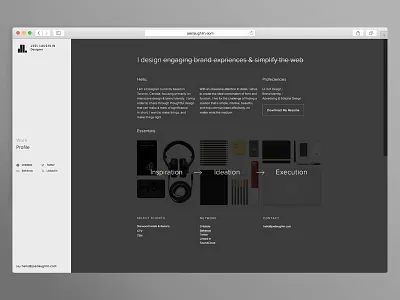 Profile Page about bio contact essentials gear grid headphones journal portfolio profile services speaker