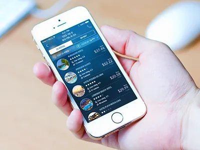 Car Rentals Market (Hotels) app blue booking hotel interface ios list rental tabs ui