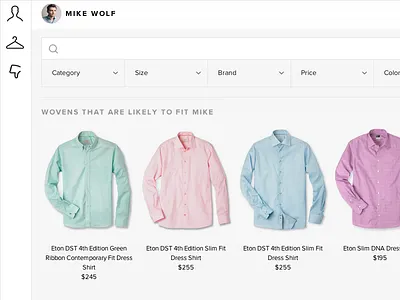 Stylists shopping interface - search results ecommerce responsive ui web