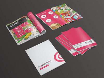 Recruitplus Corporate Profile Brochure Design black brochure corporate corporate profile graphic icons layout layout design pink professional profile