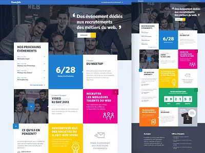 Site Remixjobs Day homepage design blue homepage landing page layout modular design