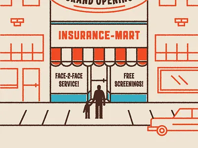 Insurance-Mart building illustration store vector