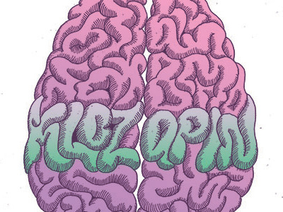 Klozapin brain illustration lettering type