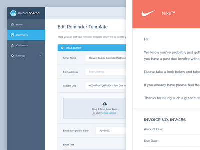 Invoice Sherpa Email Template Editor clean dashboard editor email flat forms interface design ui user interface ux web design