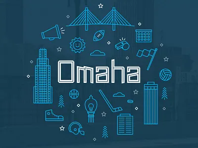 Omaha Illustration for Hudl basketball bridge building football hudl line art nebraska omaha sports