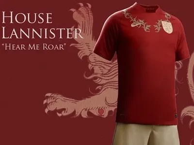 Lannister first kit football futbol game of thrones got house lannister jersey kit lannister nike soccer