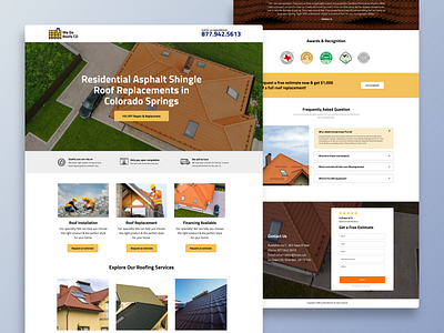 Roof Replacement Service - Landin adobe xd agency branding call to action design design service functional design illustration landing page light roof roof landing page roof repair roof replacement roofing service ui