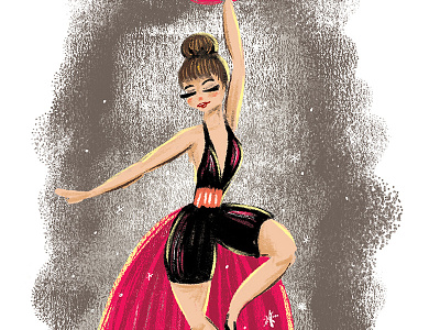 Hang In There carnival circus conte digital illustration whimsy