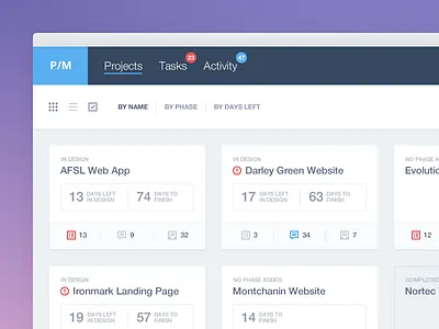 Projects View adobe fireworks app comments filter fireworks icons menu navigation projects tasks ui ux