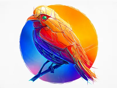 Mechanical Bird bird character cooper eye feather mechanical metal nature process stempunk sun