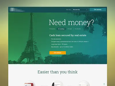 Bank Landing Page bank design flat landing loan money ui ux web