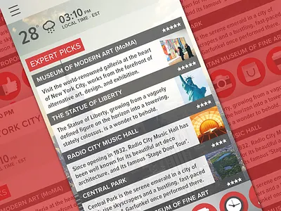 Travel Guide - NYC explore flat icons her jonze new york city nyc spike travel travel guide ui ux