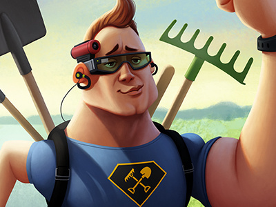 Gardenman cartoon character garden hero illustration man superman