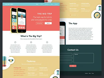 The Big Trip Website app site colorful flat kids web website website design