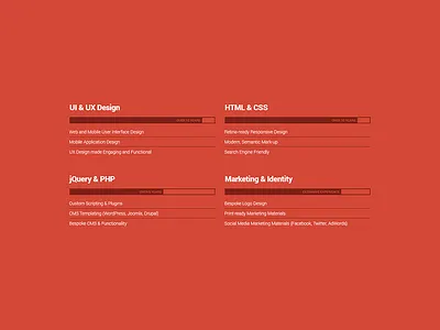Professional Skill Sets bar list minimal red skills ui
