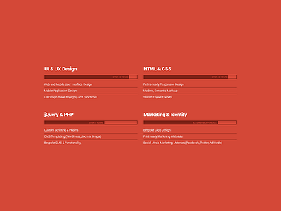 Professional Skill Sets bar list minimal red skills ui