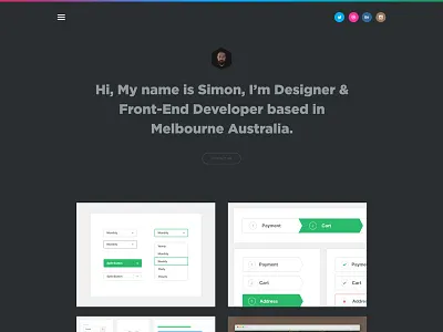 Personal Folio ~ Home Page black clean dark folio gotham one pager personal site portfolio